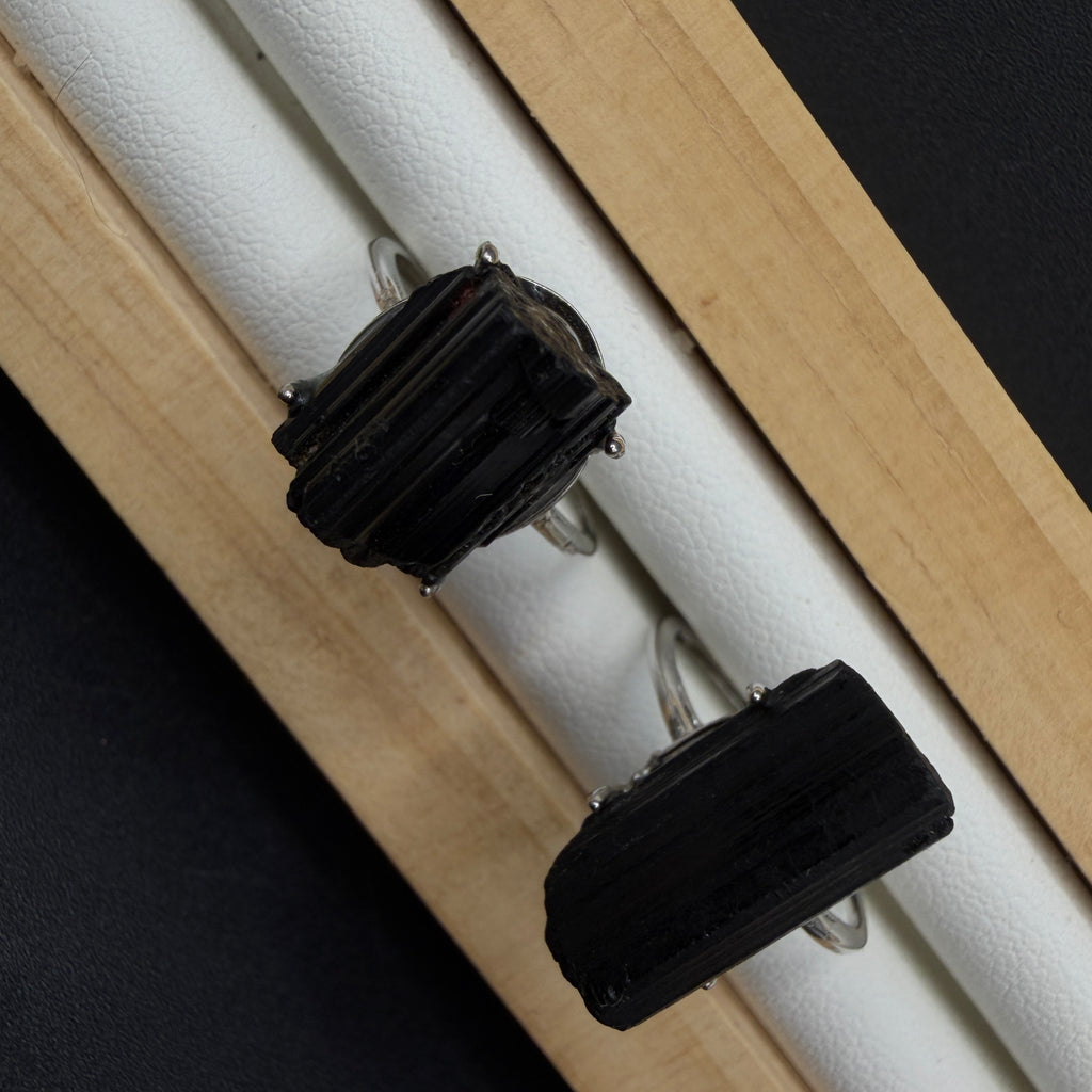 Black Tourmaline S925 Adjustable Ring