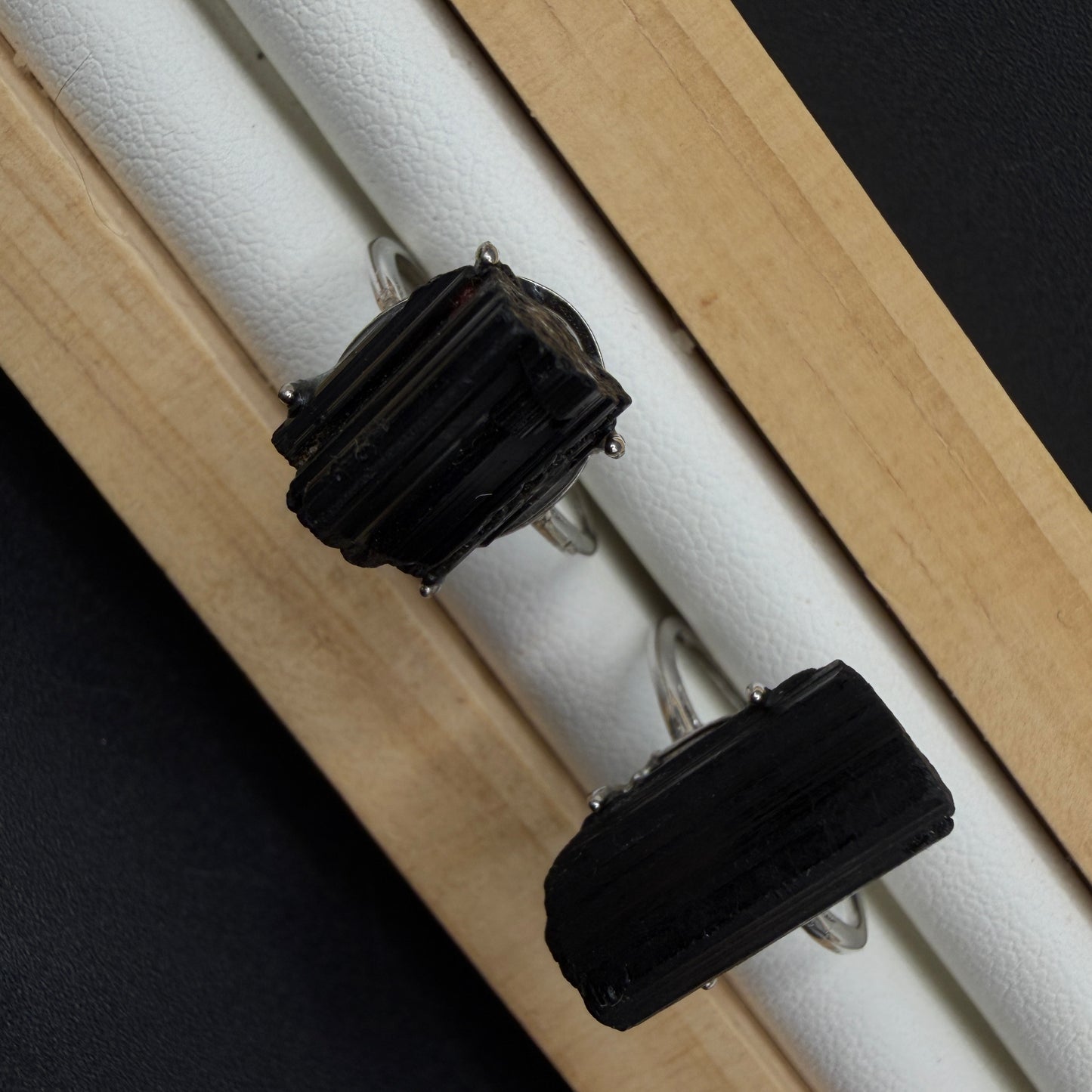 Black Tourmaline S925 Adjustable Ring