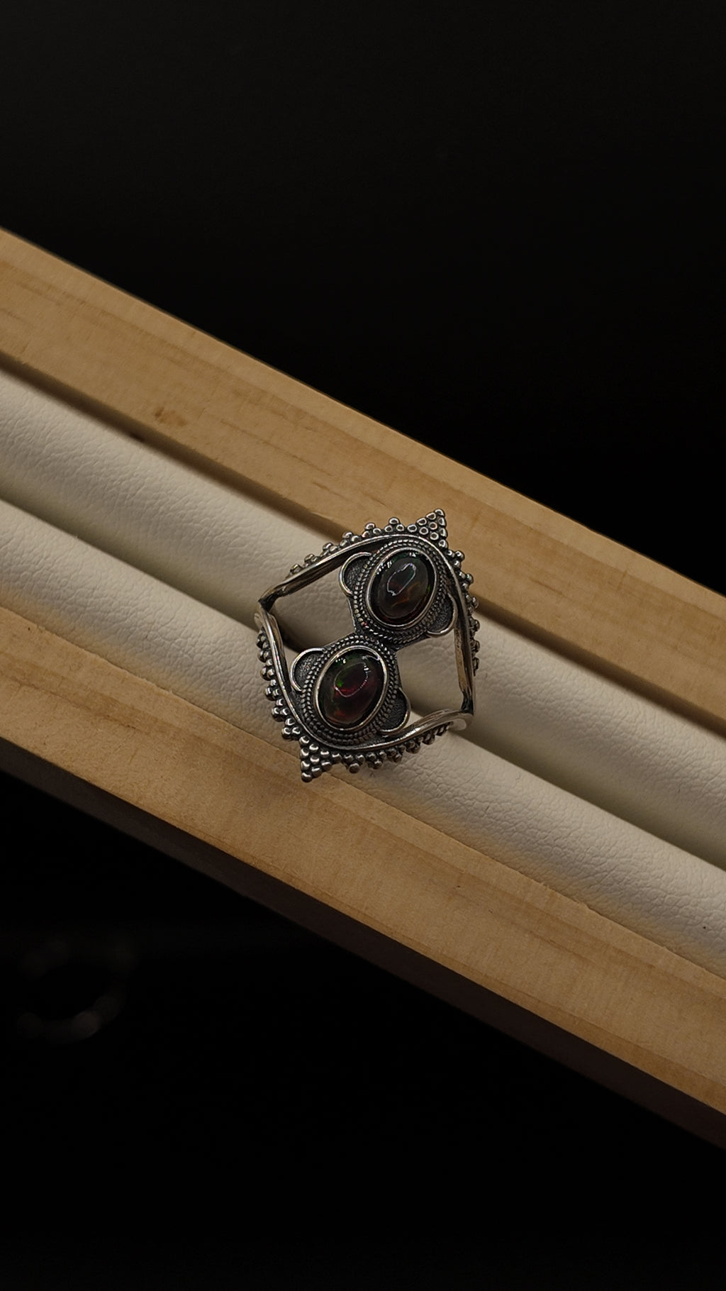 Double Black Opal Ring