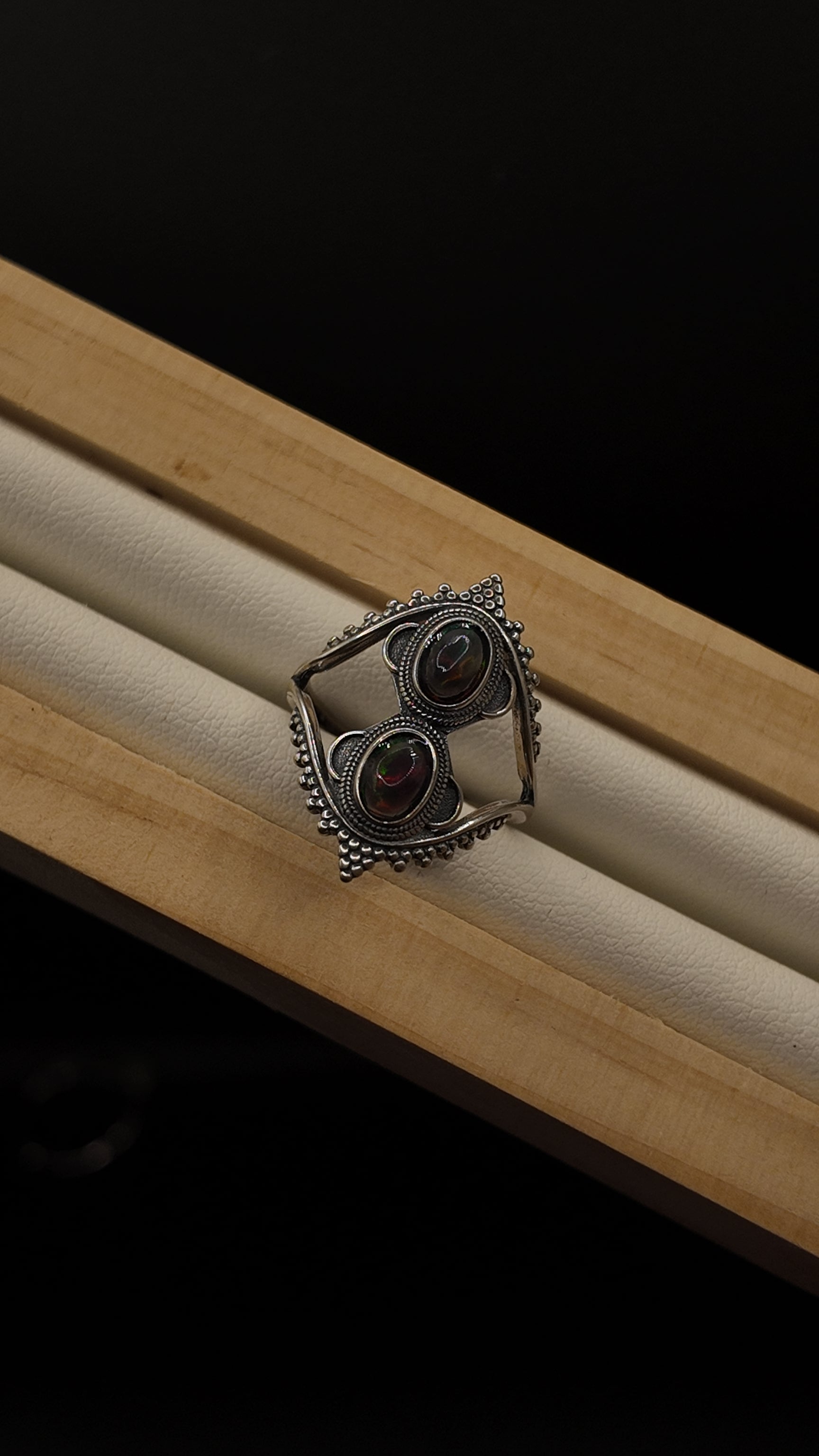 Double Black Opal Ring