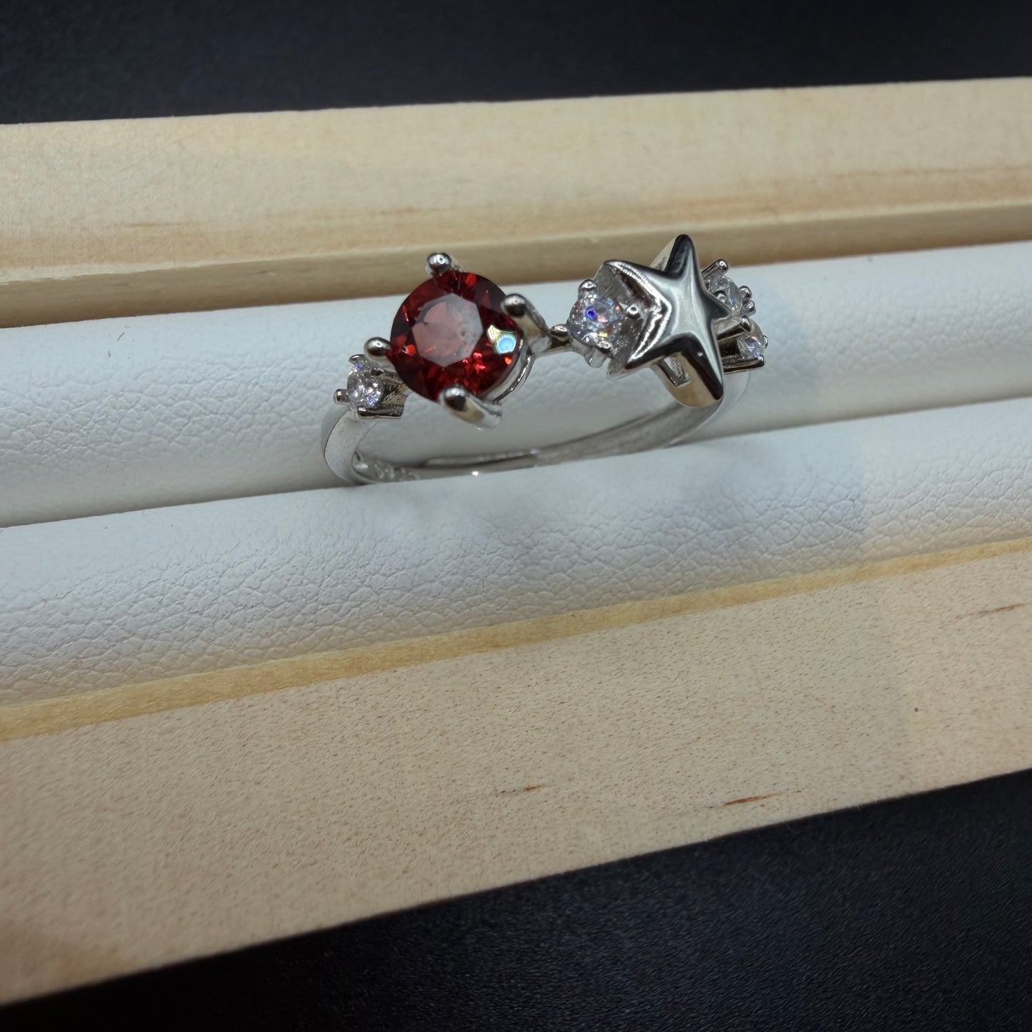 Garnet S925 Adjustable Ring