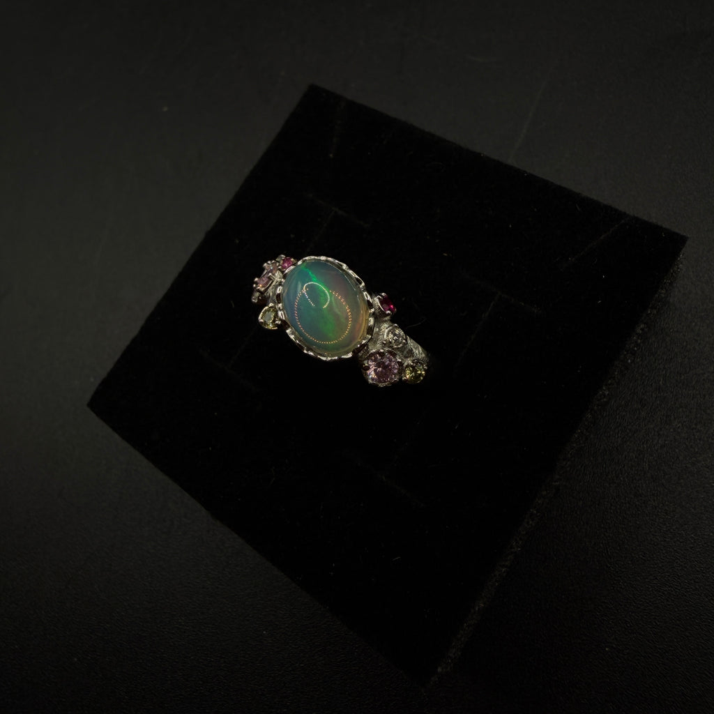 Opal Multi Gem S925 Certified Adjustable Ring