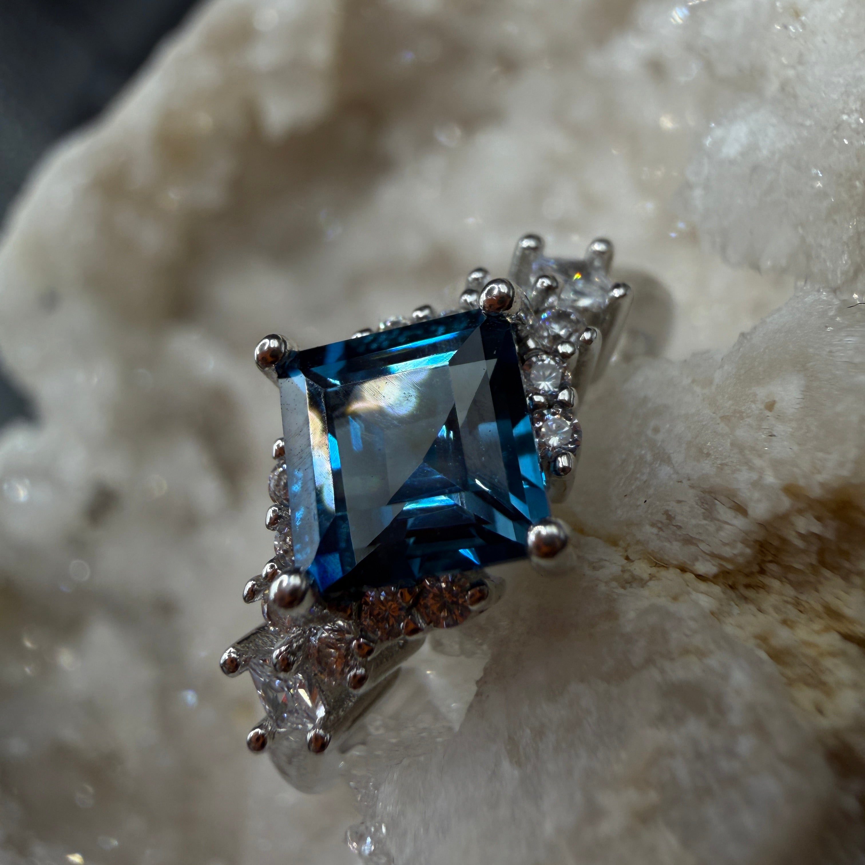 Blue Topaz S925 Certified Adjustable Ring