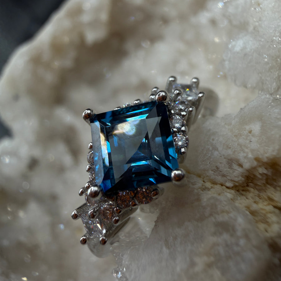 Blue Topaz S925 Certified Adjustable Ring