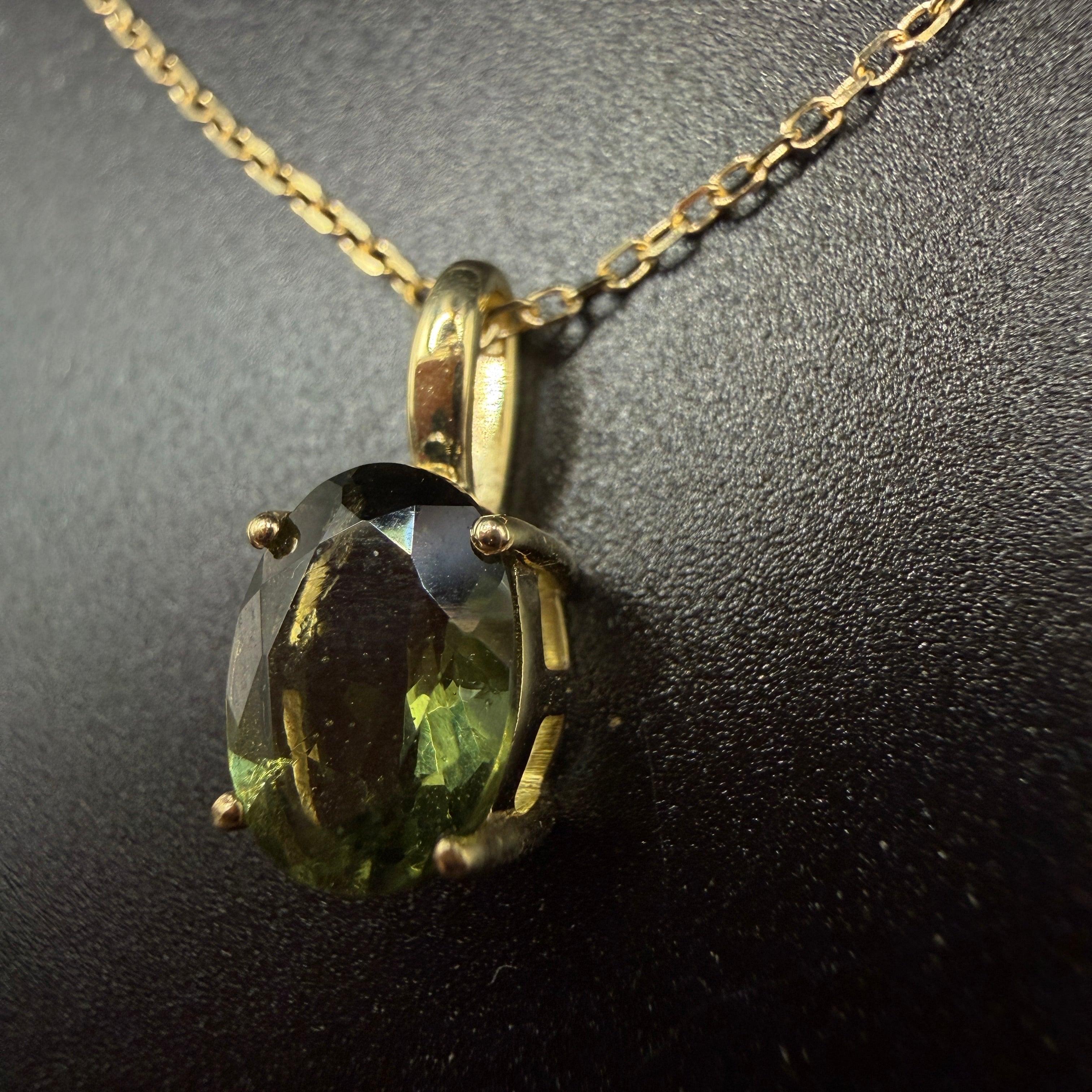 9ct Gold Moldavite Certified Necklace
