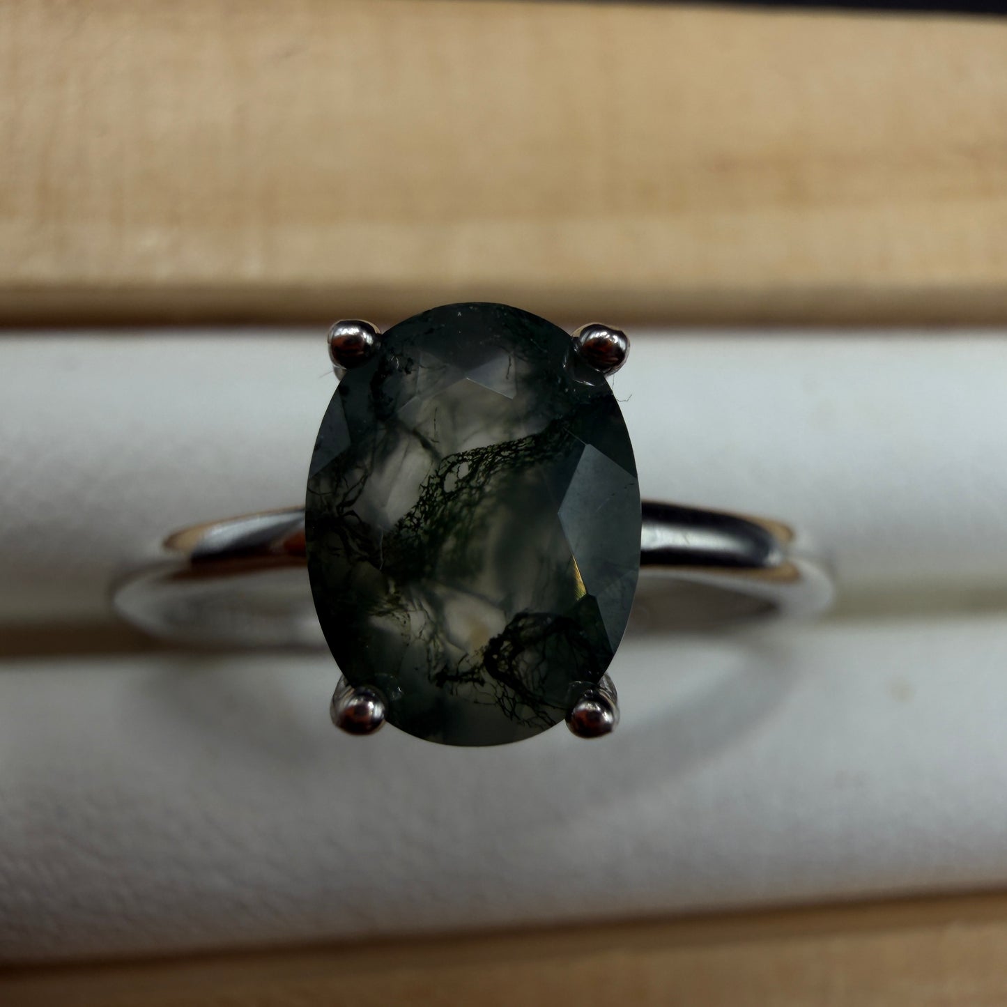 Moss Agate S925 Adjustable Ring