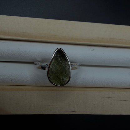 Moldavite S925 Adjustable Certified Ring
