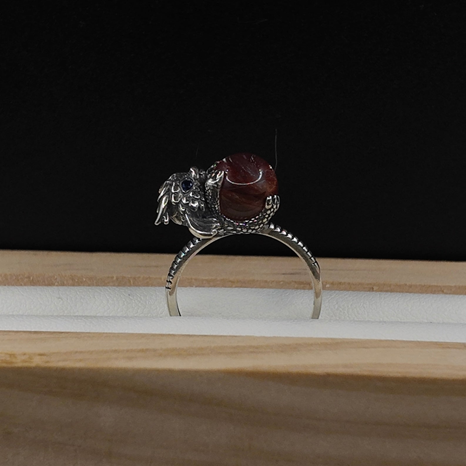 Fire Quartz Baby Dragon S925 Adjustable Ring