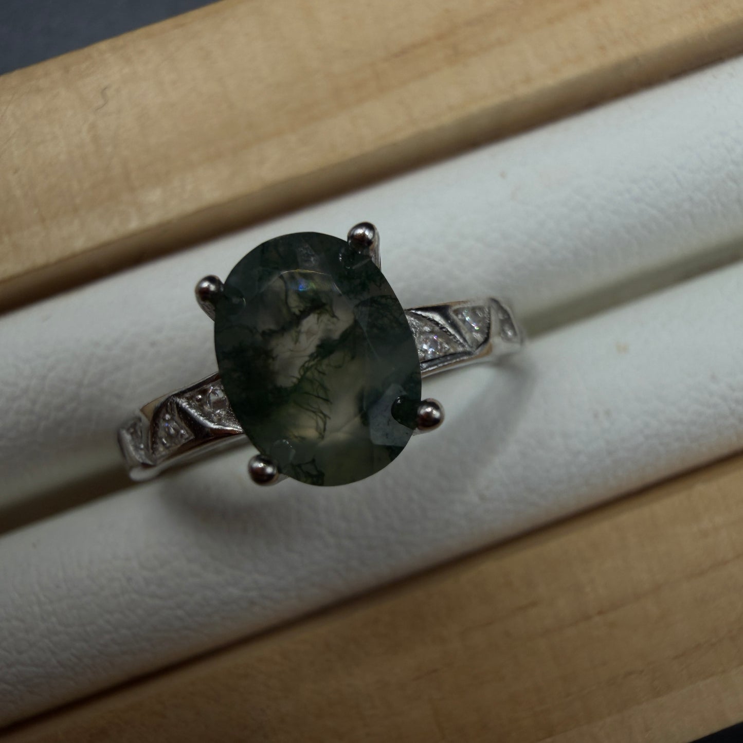 Moss Agate S925 Adjustable Ring