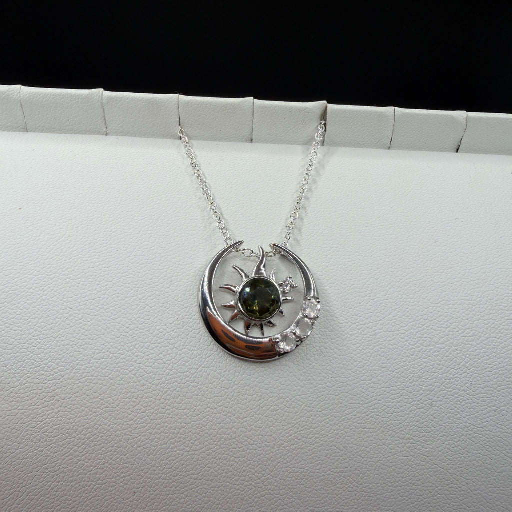 Moldavite and Rose Quartz S925 Certified Necklace