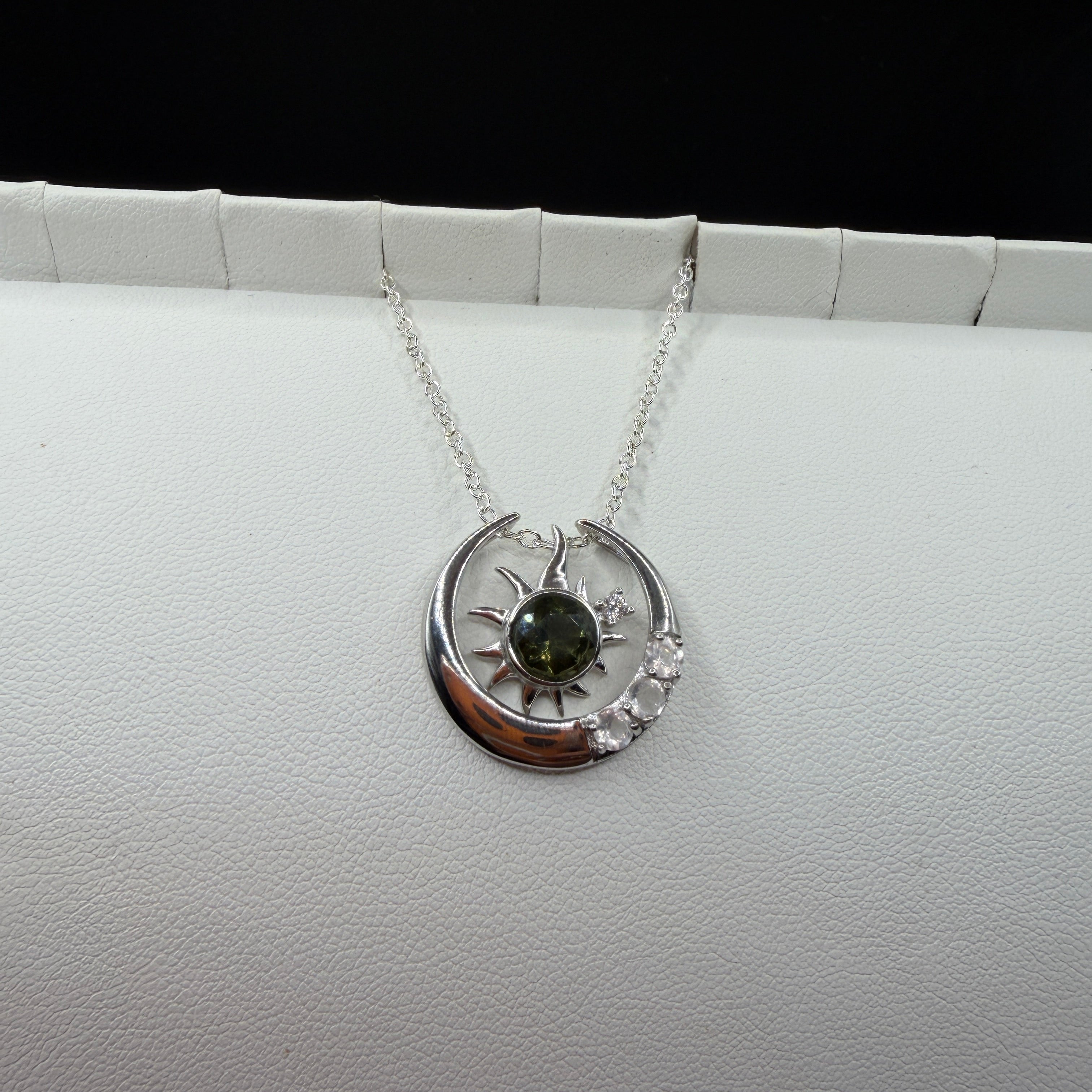 Moldavite and Rose Quartz S925 Certified Necklace