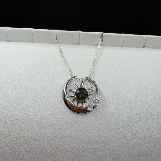Moldavite and Rose Quartz S925 Certified Necklace