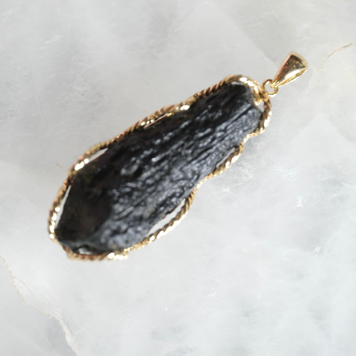 Raw Cintamani Stone Large Gold Necklace