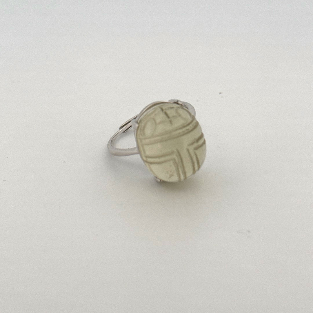 Large Libyan Desert Glass S925 Certified Adjustable Ring