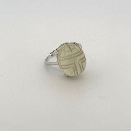Large Libyan Desert Glass S925 Certified Adjustable Ring