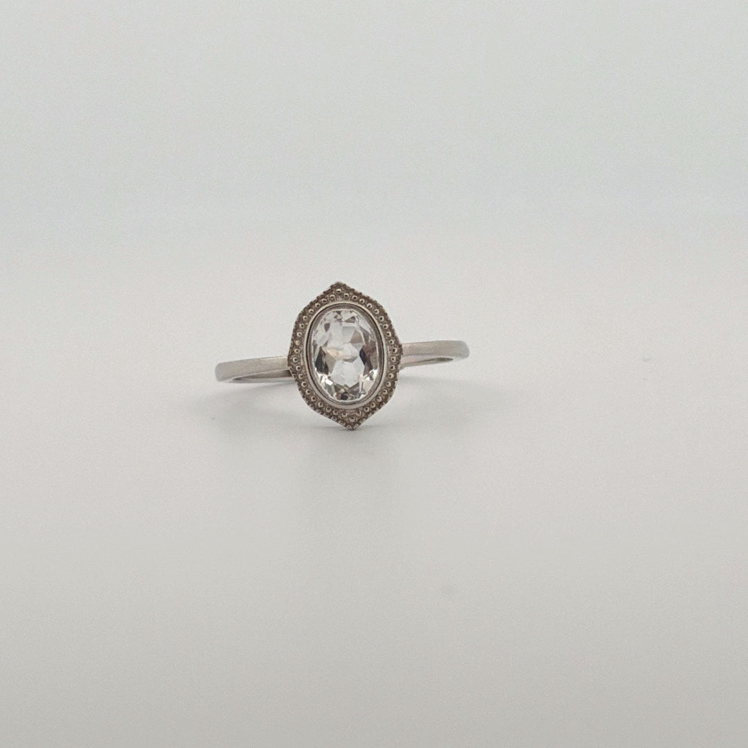 Clear Quartz S925 Adjustable Ring