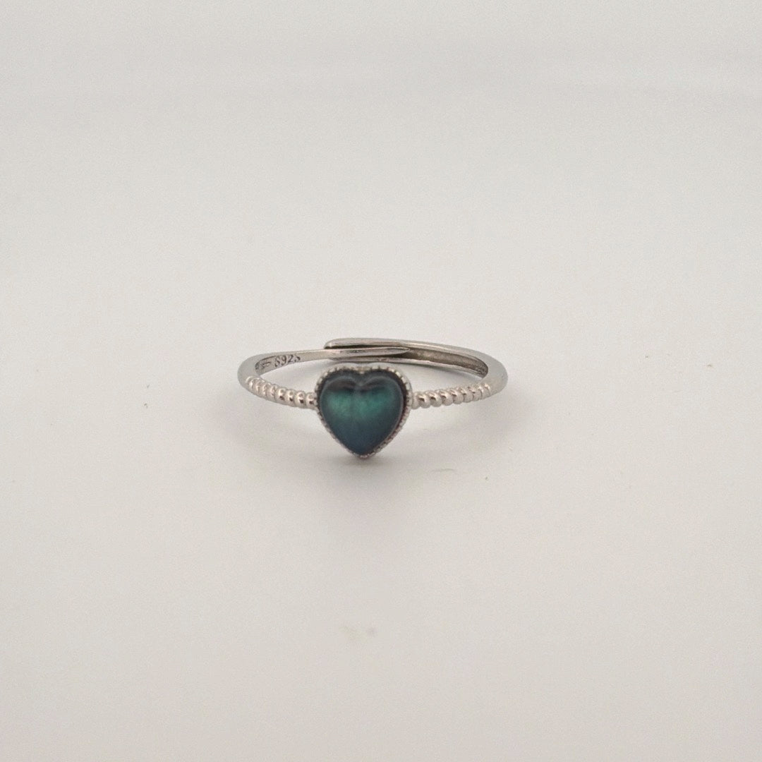 Labradorite Heart S925 Adjustable Ring