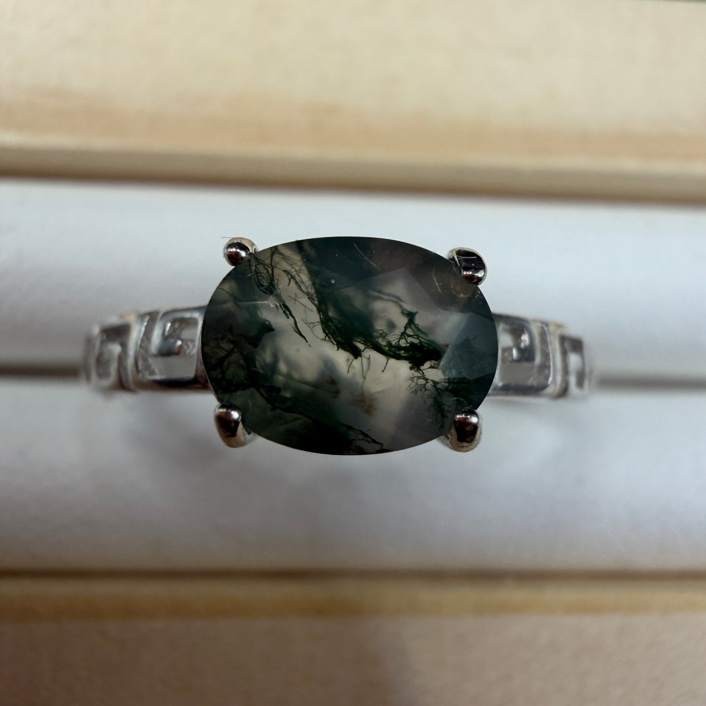 Moss Agate S925 Adjustable Ring
