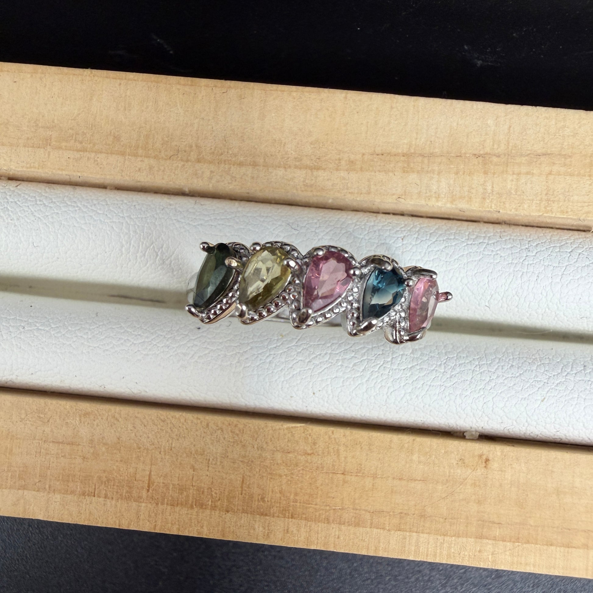 Rainbow Tourmaline S925 Adjustable Ring