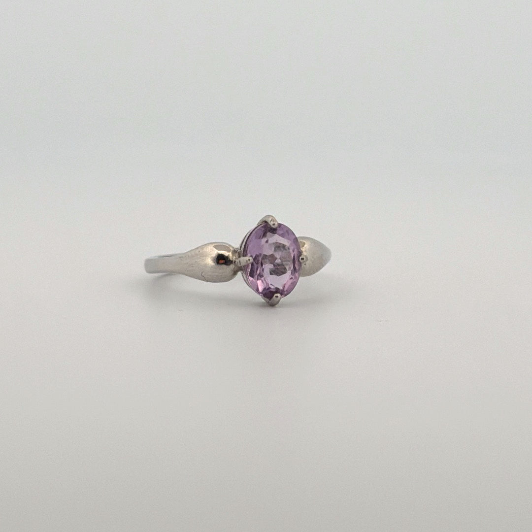 Amethyst Heart S925 Adjustable Ring