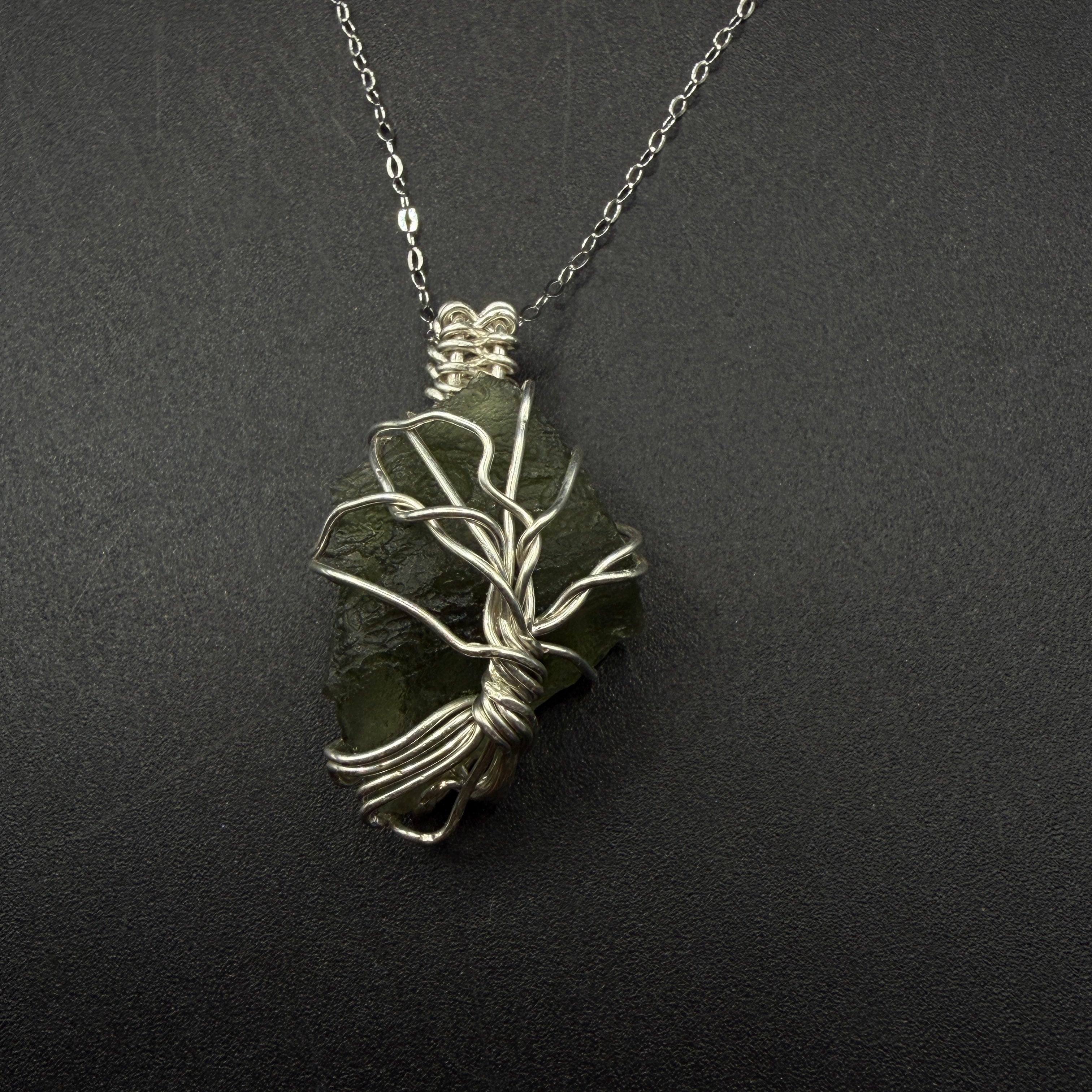 Moldavite Tree Of Life S925 Handmade Necklace