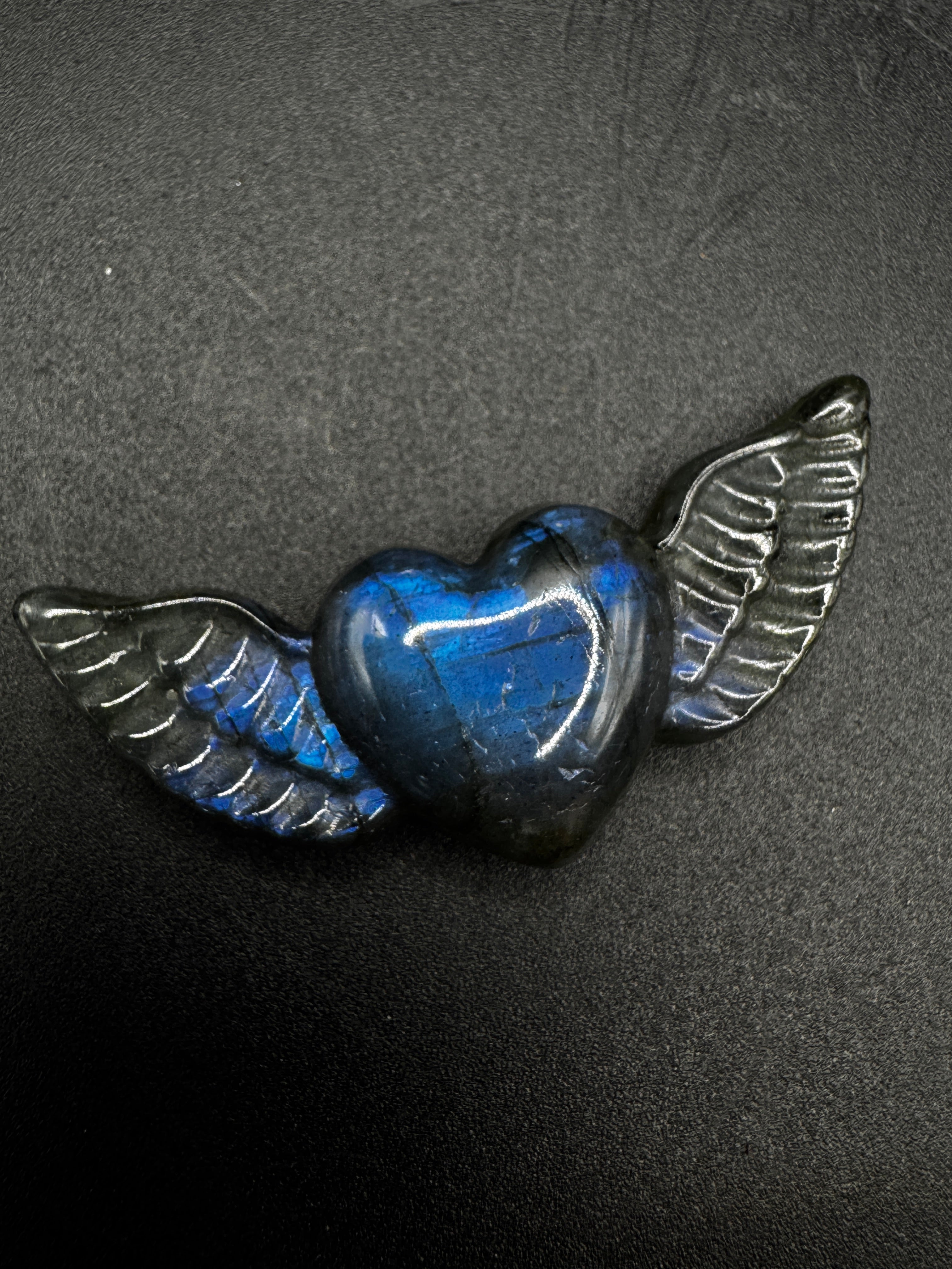 Labradorite Heart Wings Carving