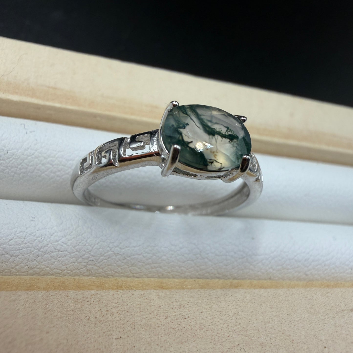 Moss Agate S925 Adjustable Ring