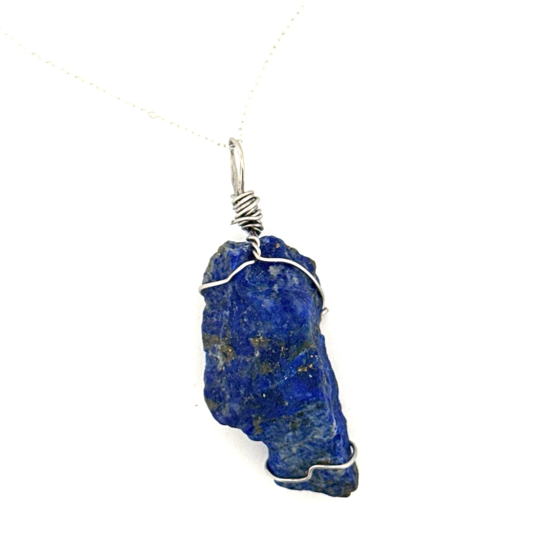Raw Lapis Lazuli Handmade Necklace on S925 Chain
