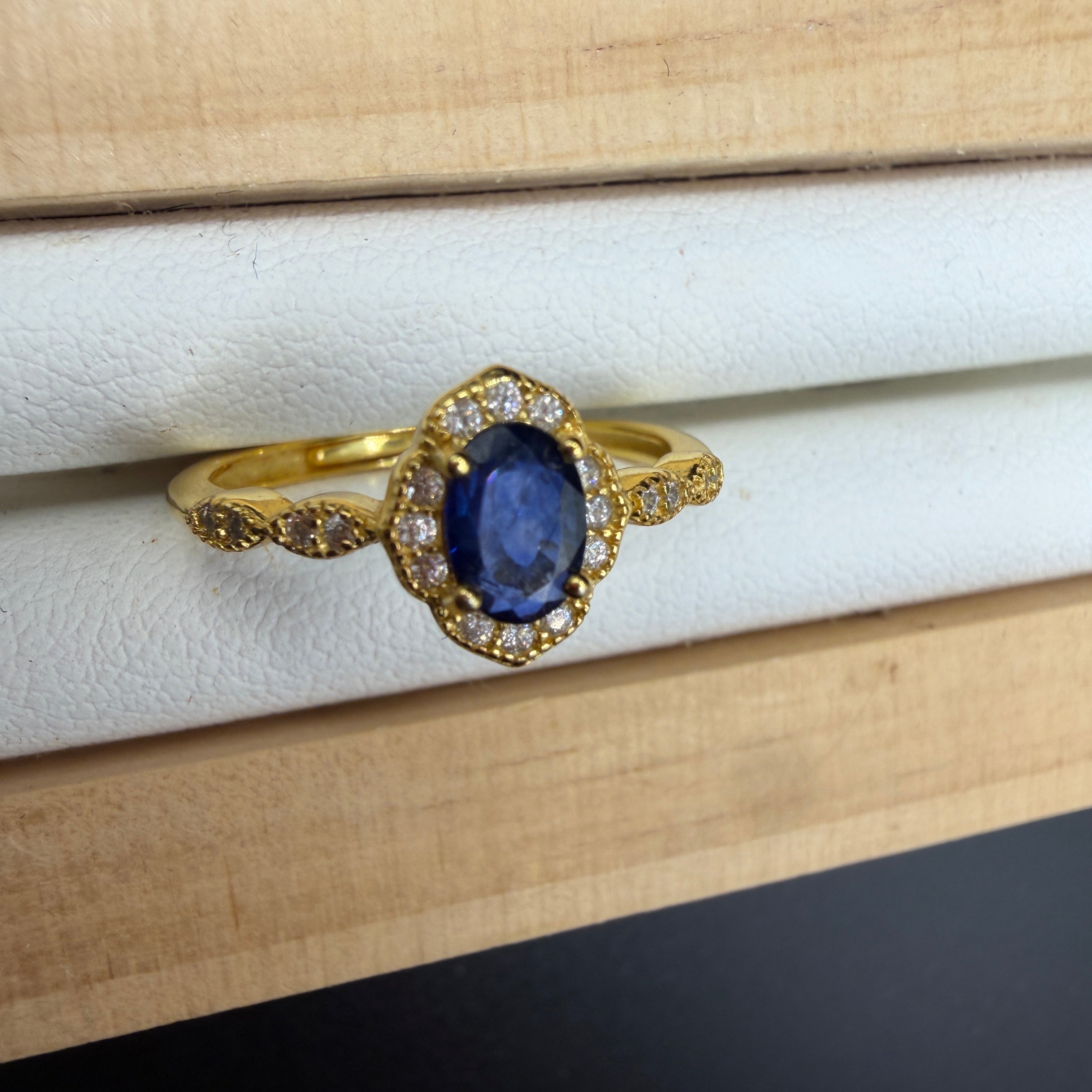 Sapphire Gold S925 Certified Adjustable Ring
