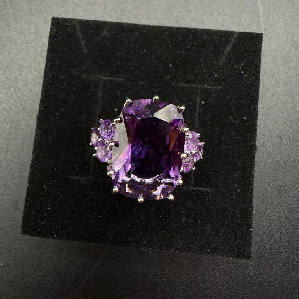 Amethyst Statement S925 Certified Adjustable Ring