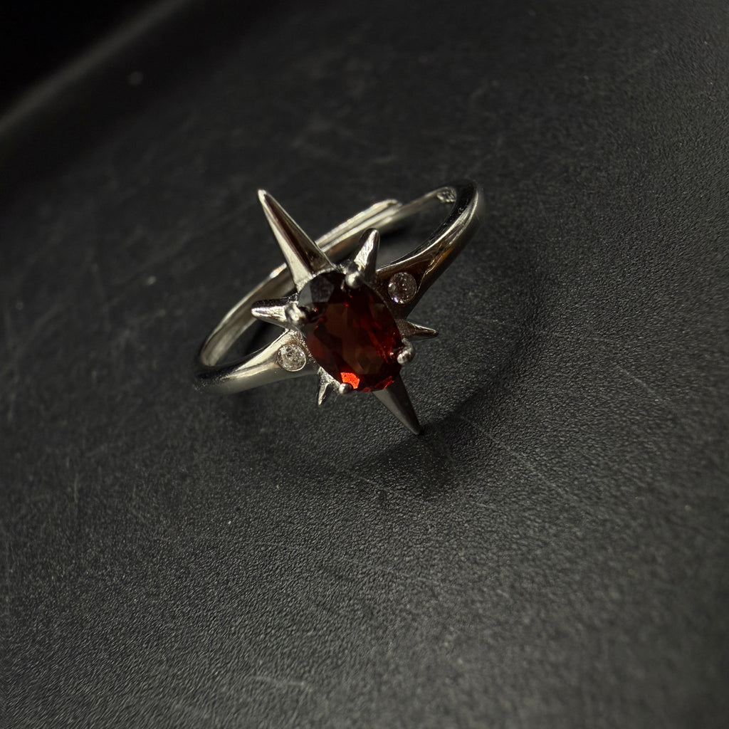 Garnet Star S925 Adjustable Ring