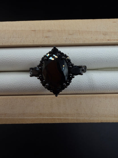 Black Spinel S925 Halloween Ring