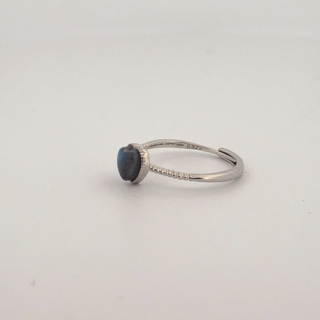 Labradorite Heart S925 Adjustable Ring