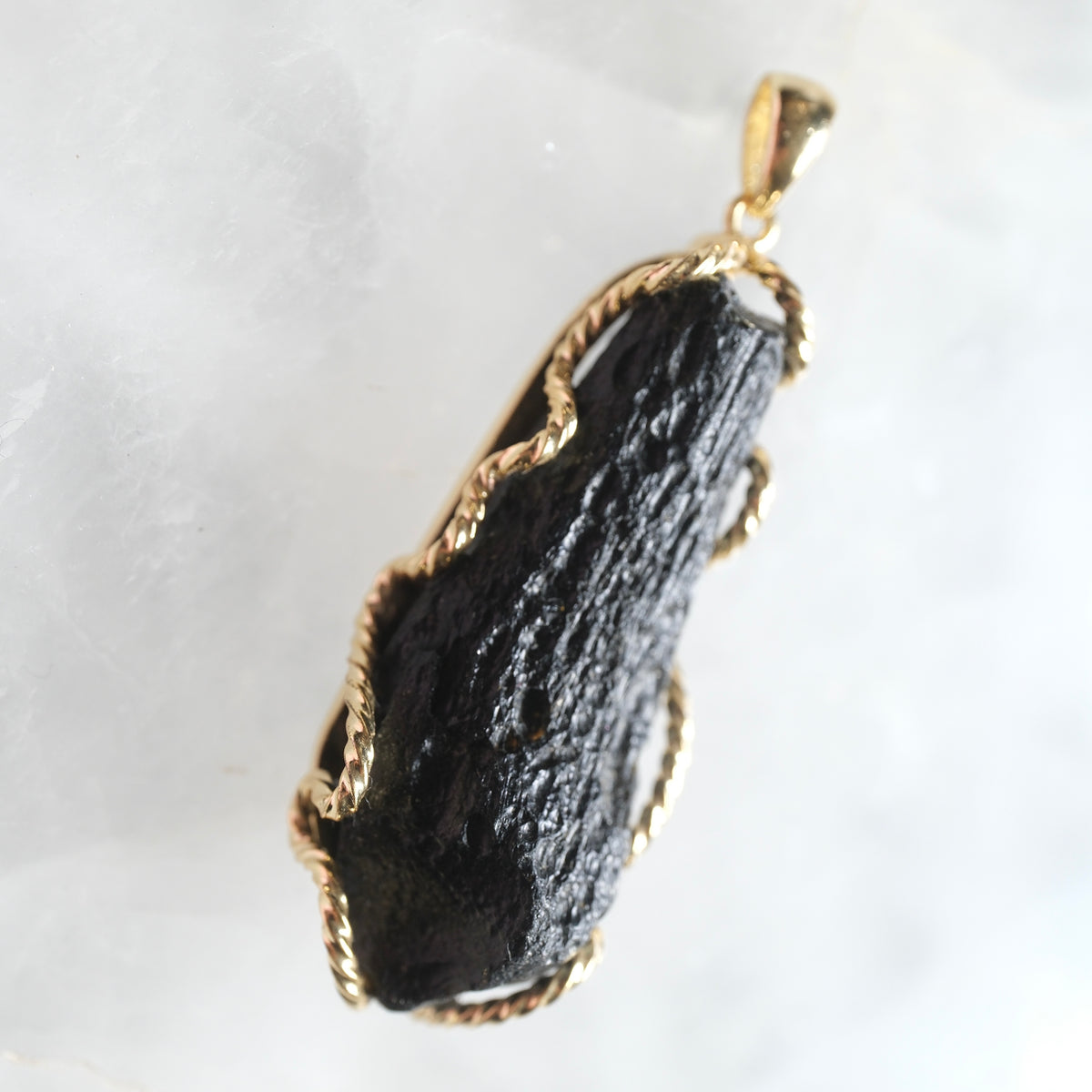Raw Cintamani Stone Large Gold Necklace