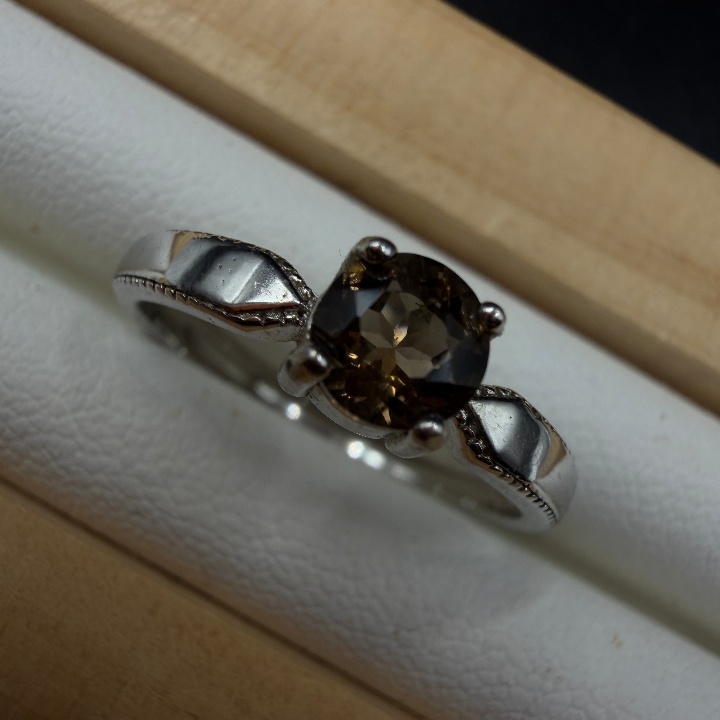 Smokey Quartz S925 Adjustable Ring