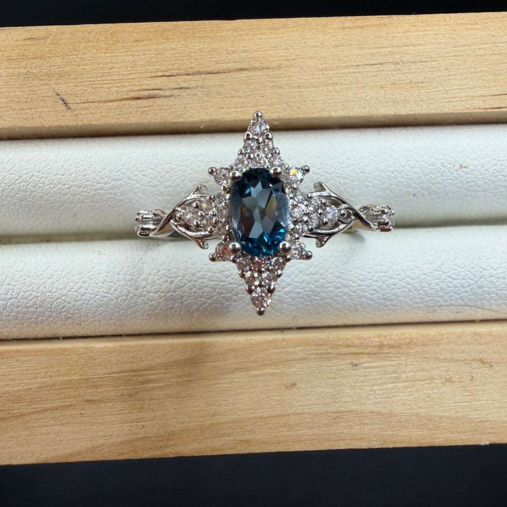 Blue Topaz S925 Adjustable Ring