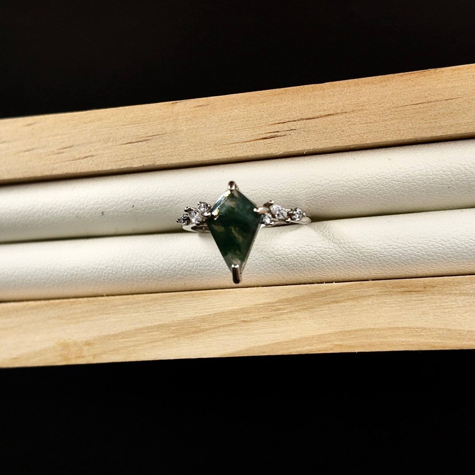 Moss Agate S925 Adjustable Ring