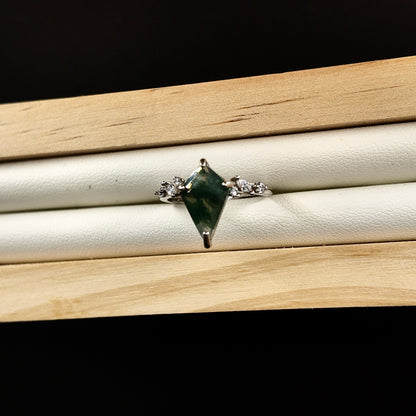 Moss Agate S925 Adjustable Ring