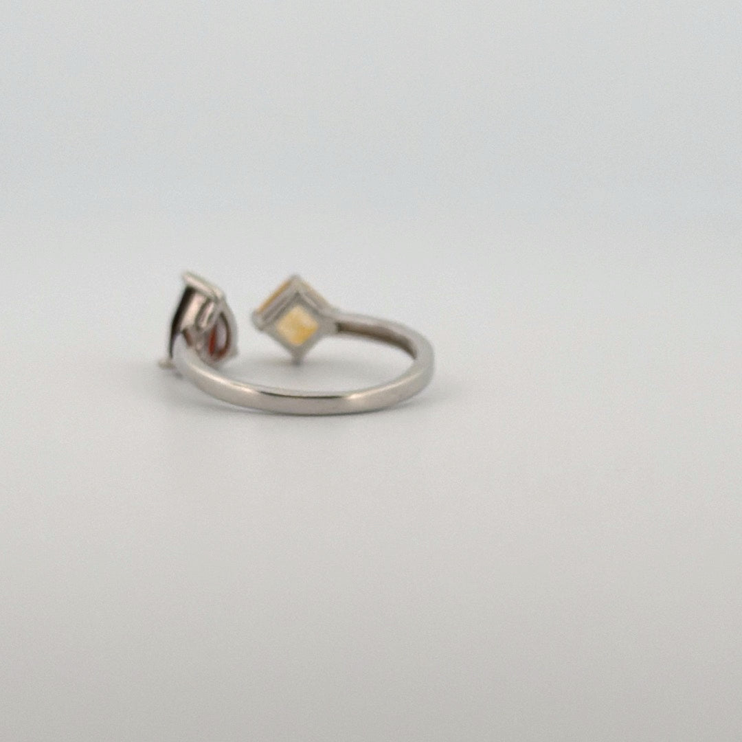Garnet and Citrine S925 Adjustable Ring