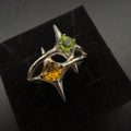 Peridot and Citrine Star S925 Certified Adjustable Ring