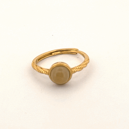 Lemon Calcite S925 Gold Adjustable Ring