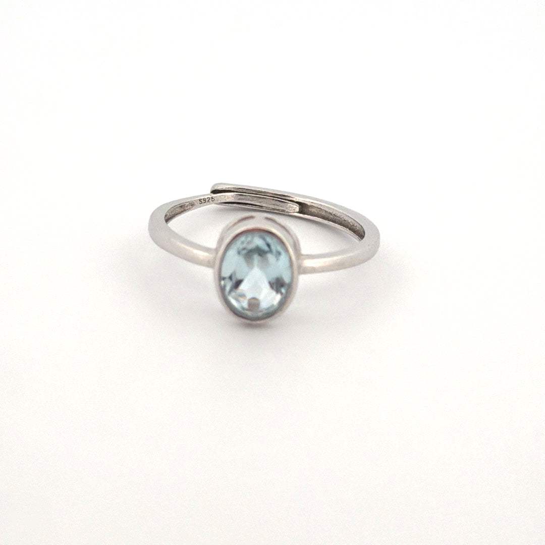 Aquamarine S925 Adjustable Ring