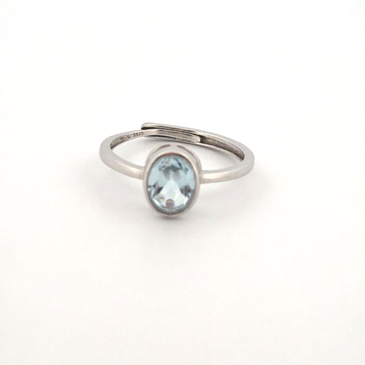 Aquamarine S925 Adjustable Ring