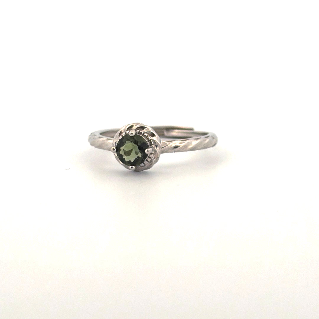 Moldavite S925 Certified Adjustable Ring