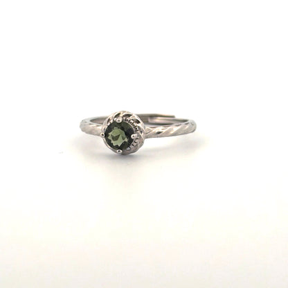 Moldavite S925 Certified Adjustable Ring