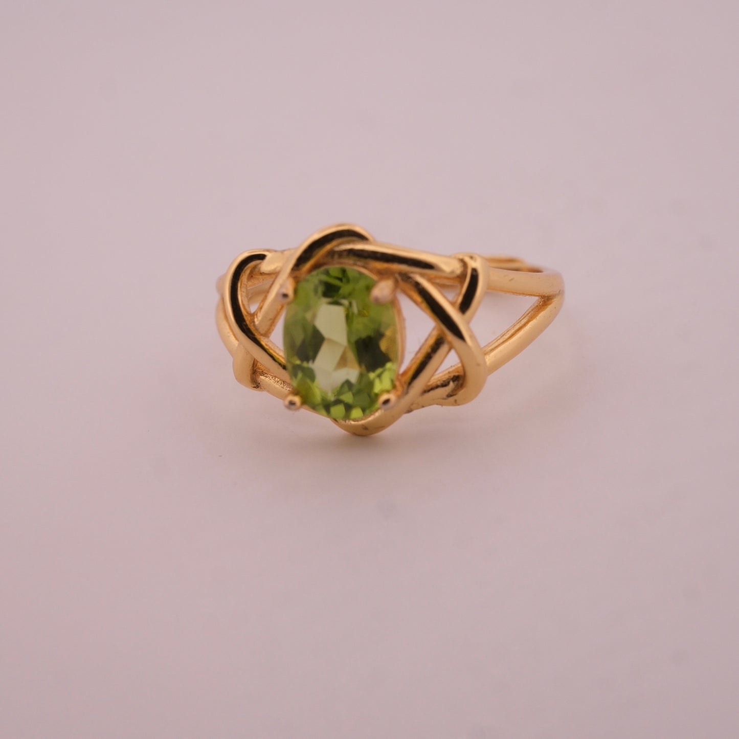 Peridot S925 Adjustable Gold Ring