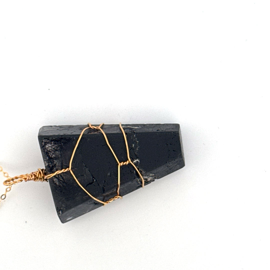 Black Tourmaline in Quartz Handmade Necklace