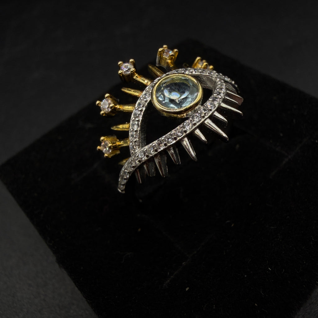 Blue Topaz Eye S925 Certified Adjustable Ring