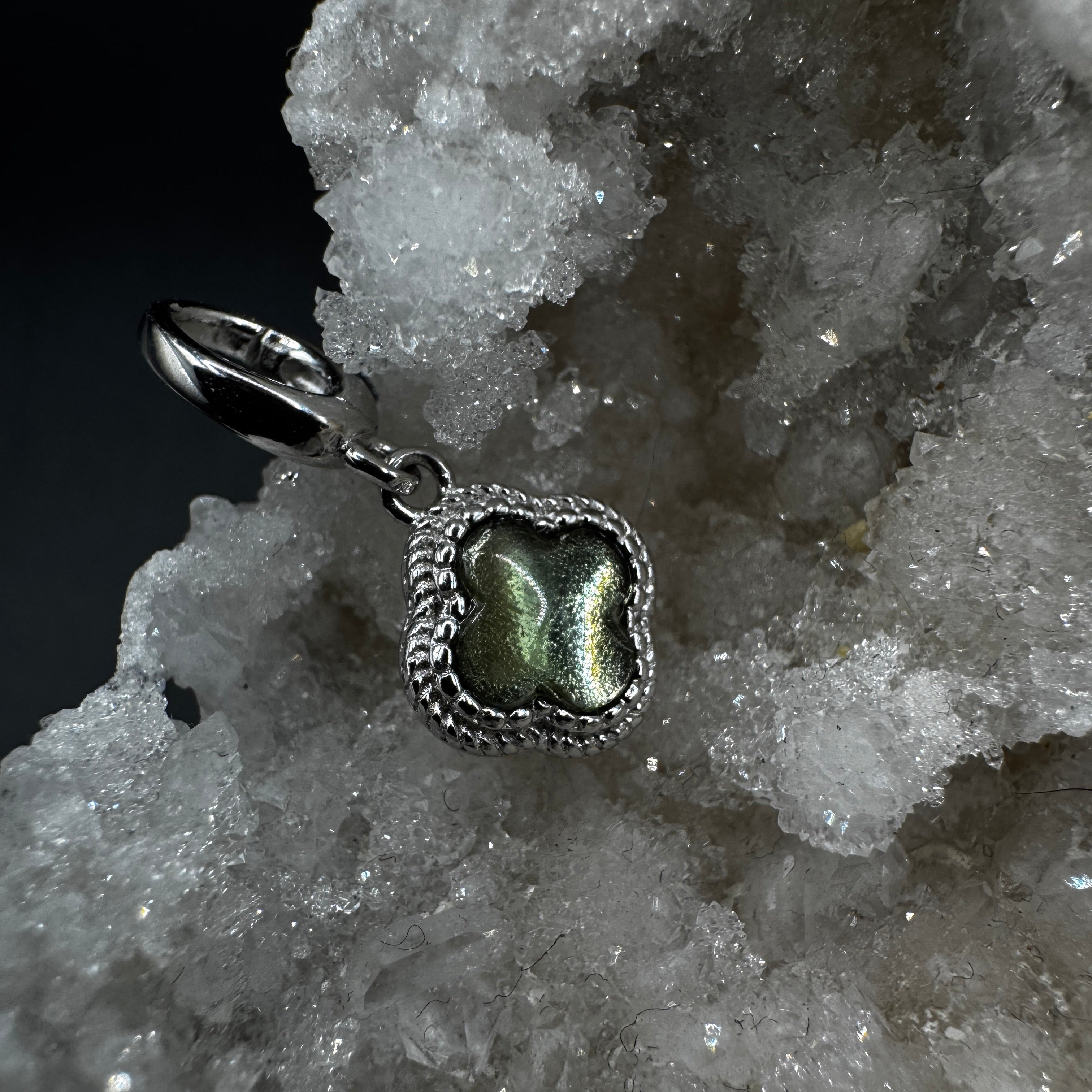 Moldavite Clover Certified S925 Necklace