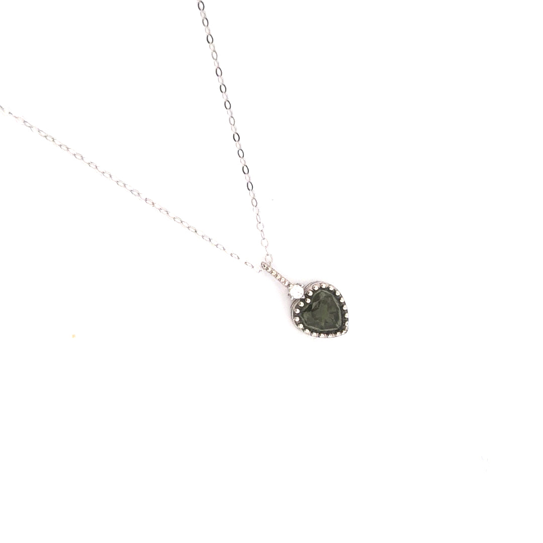 Moldavite Heart S925 Certified Necklace